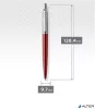 Golyóstoll, 0,7 mm, ezüst színű klip, Kensigton piros tolltest, PARKER "Royal Jotter", kék