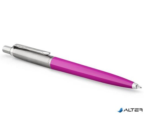 Golyóstoll, 0,7 mm, ezüst színű klip, magenta tolltest, PARKER "Royal Jotter Originals", kék