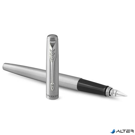 Töltőtoll, ezüst színű klip, ezüst színű tolltest, PARKER "Royal Jotter"