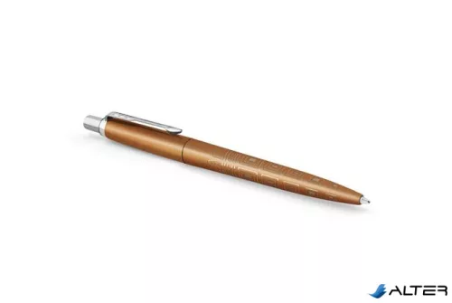 Golyóstoll, 0,7 mm, ezüst színű klip, mintás tolltest, PARKER, "Royal Jotter Róma", kék