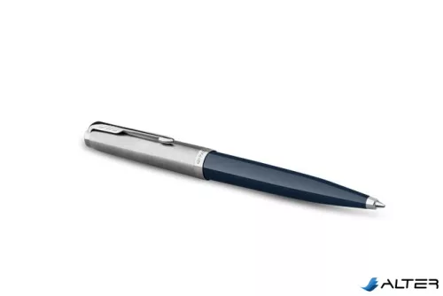 Golyóstoll, 0,7 mm rotációs, ezüst színű klip, kék tolltest, PARKER 'Royal 51 Core', fekete