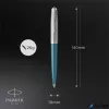 Golyóstoll, 0,7 mm rotációs, ezüst színű klip, türkiz tolltest, PARKER 'Royal 51 Core', fekete