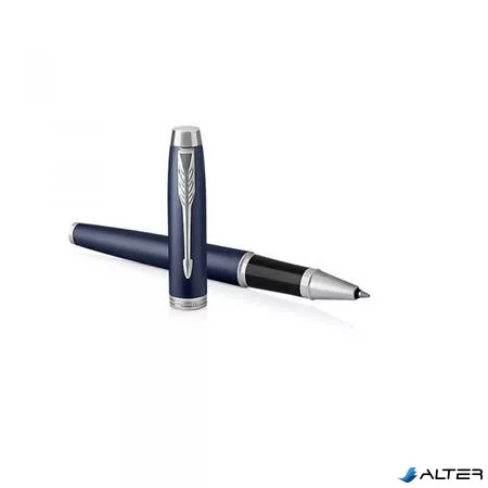 Rollertoll, 0,5 mm, ezüst színű klip, kék tolltest, PARKER 'IM Royal', kék