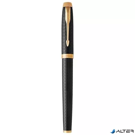 Töltőtoll, arany színű klip, cizellált fekete tolltest, PARKER "Royal IM Premium"