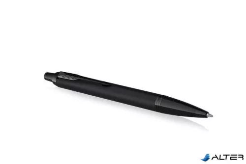 Golyóstoll, nyomógombos, fekete klip, matt fekete tolltest, PARKER "Royal IM Black", kék