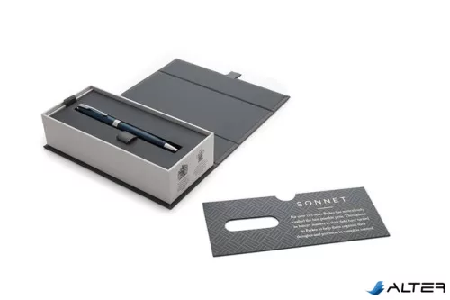 Golyóstoll, 1 mm, rotációs, kék tolltest, ezüst klip, PARKER 'Royal Sonnet', kék