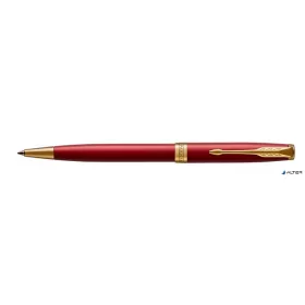   Golyóstoll, 1 mm, rotációs, piros tolltest, arany klip, PARKER "Royal Sonnet", kék
