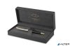 Golyóstoll, 1 mm, metál fekete tolltest, arany klip, PARKER "Royal Sonnet Premium", fekete