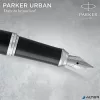 Töltőtoll, ezüst színű klip, matt fekete színű tolltest, PARKER 'Royal Urban Twist'