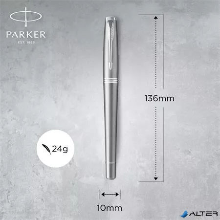 Töltőtoll, ezüst színű klip, rozsdamentes csiszolt tolltest, PARKER "Royal Urban Twist"