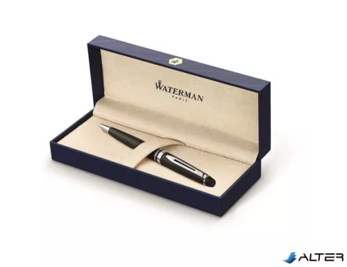 Golyóstoll, 0,7 mm, matt fekete tolltest, ezüst klip, WATERMAN 'Expert III', kék