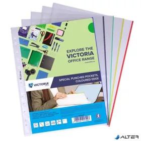   Genotherm, lefűzhető, színes szélű, A4, 50 mikron, víztiszta, VICTORIA OFFICE, vegyes színek