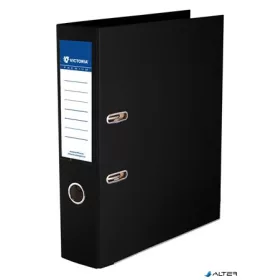   Iratrendező, 75 mm, A4, PP/PP, élvédő sínnel, VICTORIA OFFICE, "Premium", fekete
