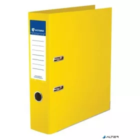  Iratrendező, 75 mm, A4, PP/PP, élvédő sínnel, VICTORIA OFFICE, 'Premium', sárga