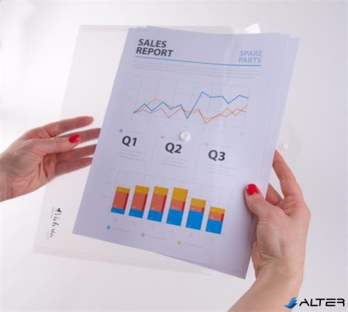 Irattartó tasak, A4, PP, patentos, VICTORIA OFFICE, áttetsző