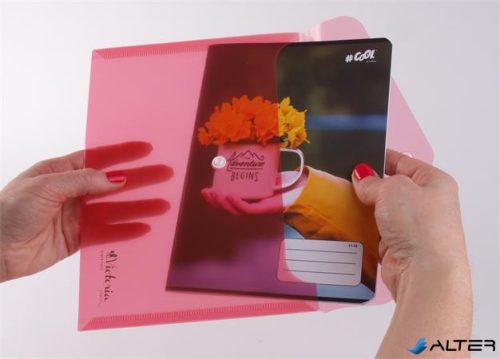 Irattartó tasak, A5, PP, patentos, VICTORIA OFFICE, piros