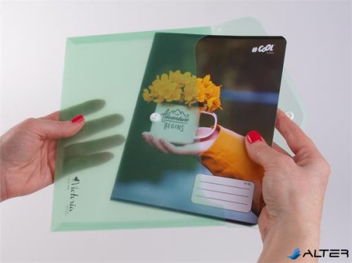 Irattartó tasak, A5, PP, patentos, VICTORIA OFFICE, zöld