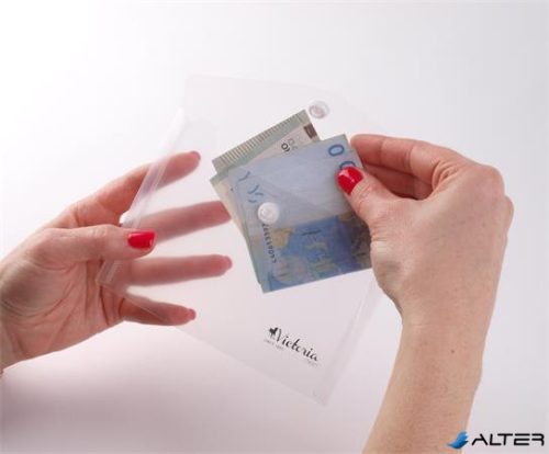 Irattartó tasak, A6, PP, patentos, VICTORIA OFFICE, áttetsző