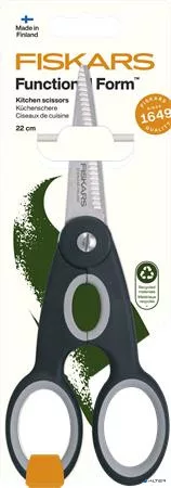 Olló, konyhai, 22 cm FISKARS 'Functional ReNew', fekete