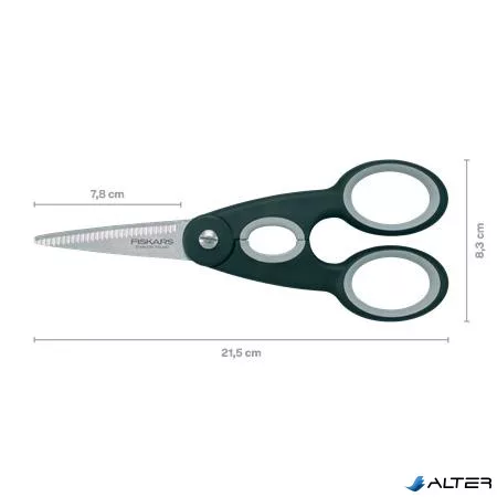 Olló, konyhai, 22 cm FISKARS 'Functional ReNew', fekete