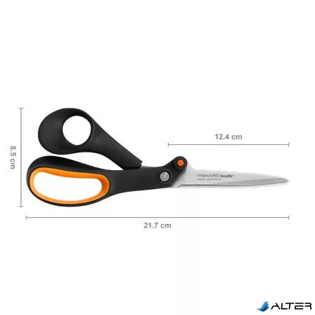 Olló, barkács, 21 cm, FISKARS 'Amplify', fekete