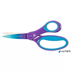 Olló, iskolai, 15 cm, FISKARS, ombré lila