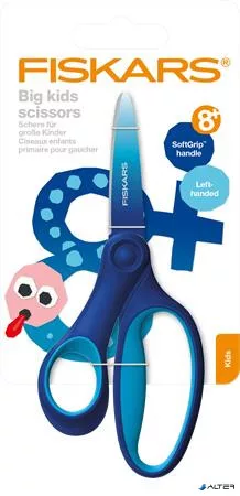 Olló, iskolai, 15 cm, balkezes, FISKARS, ombré kék