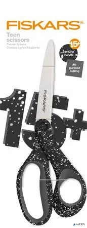 Olló, ifjúsági, 20 cm, FISKARS, foltos fekete