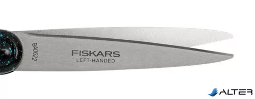 Olló, ifjúsági, 20 cm, balkezes, FISKARS, foltos pávakék