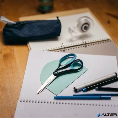 Olló, ifjúsági, 20 cm, balkezes, FISKARS, foltos pávakék