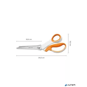   Olló, cikkcakk, 24,2 cm, FISKARS "SoftGrip™", fehér/narancssárga