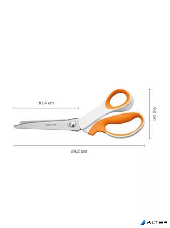 Olló, cikkcakk, 24,2 cm, FISKARS "SoftGrip™", fehér/narancssárga