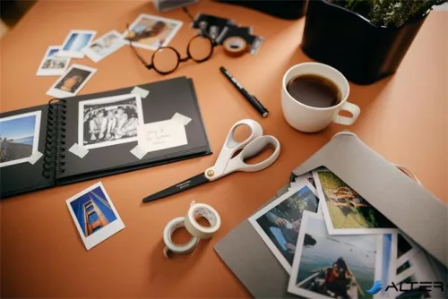 Olló, általános, tapadásmentes, 21 cm, FISKARS "Titanium", fehér