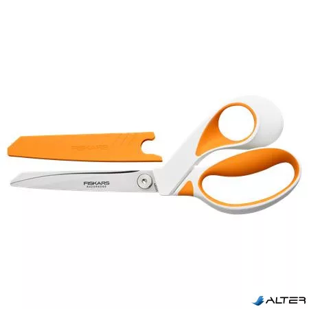 Olló, általános, 23 cm, FISKARS "RazorEdge Softgrip", narancssárga-fehér