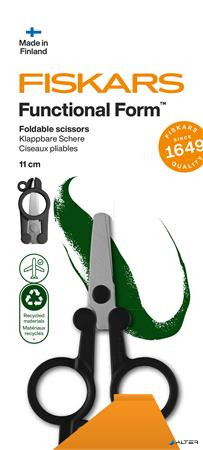 Olló, összecsukható, 11 cm, FISKARS 'Functional Form Renew', fekete