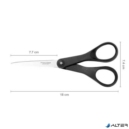 Olló, papírvágó, 18 cm, FISKARS "Essential", fekete