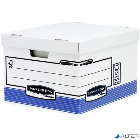 Archiválókonténer, karton, nagy, "BANKERS BOX® SYSTEM by FELLOWES®", kék