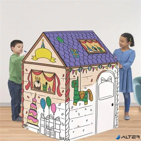 Játékház, színezhető, karton, FELLOWES, Szülinapi házikó