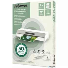   Meleglamináló fólia, 80 mikron, A5, matt, 100 db, FELLOWES "Light"