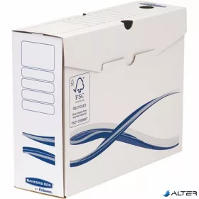   Archiválódoboz, A4+, 100 mm, FELLOWES "Bankers Box Basic", kék-fehér