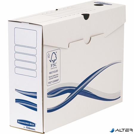 Archiválódoboz, A4+, 100 mm, FELLOWES "Bankers Box Basic", kék-fehér
