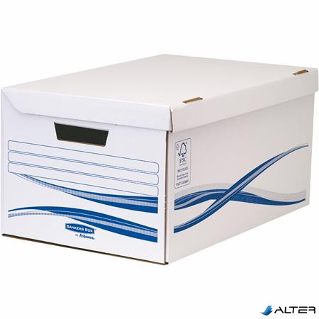 Csapófedeles archiválókonténer, karton, nagy, FELLOWES "Bankers Box Basic", kék-fehér