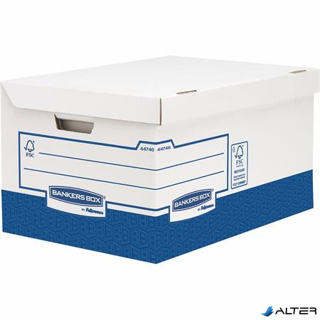 Archiválókonténer, karton, ultra erős, nagy, FELLOWES "Bankers Box Basic", kék-fehér