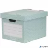 Tároló doboz, karton, 33,3x28,5x39 cm FELLOWES, "Style", zöld-fehér