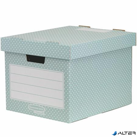 Tároló doboz, karton, 33,3x28,5x39 cm FELLOWES, "Style", zöld-fehér