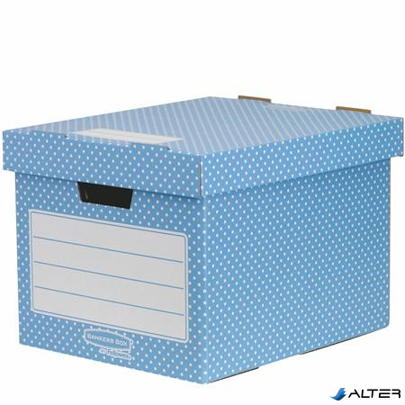 Tároló doboz, karton, 33,3x28,5x39 cm FELLOWES, "Style", kék-fehér
