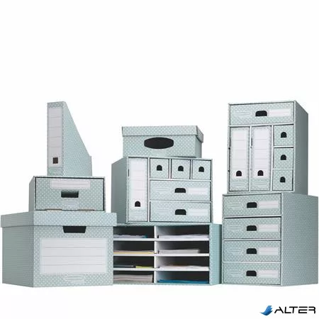 Tároló doboz, karton, 33,3x28,5x39 cm FELLOWES, "Style", kék-fehér
