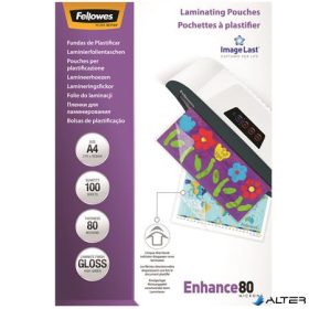 Meleglamináló fólia, 80 mikron, A4, fényes, 100 db,  FELLOWES
