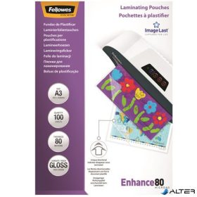 Meleglamináló fólia, 80 mikron, A3, fényes, 100 db,  FELLOWES