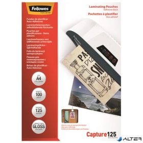   Meleglamináló fólia, 125 mikron, A4, fényes, öntapadó, 100 db, FELLOWES